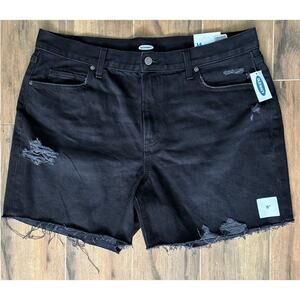 Old Navy Black Distressed Jean Shorts Grunge Emo Women's 14